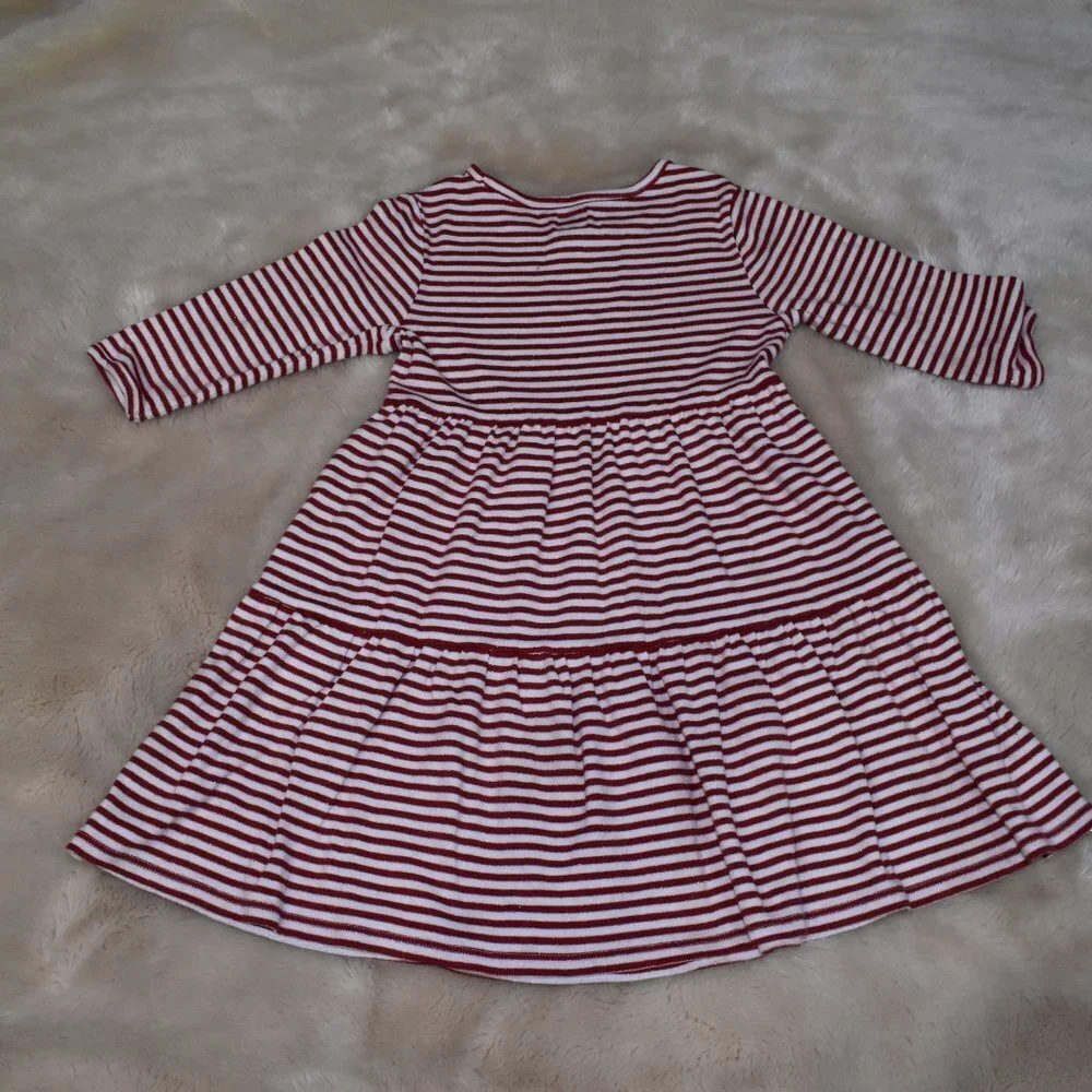 Baby Gap Girls Striped Dress Size 5 Long Sleeve Red White Holiday